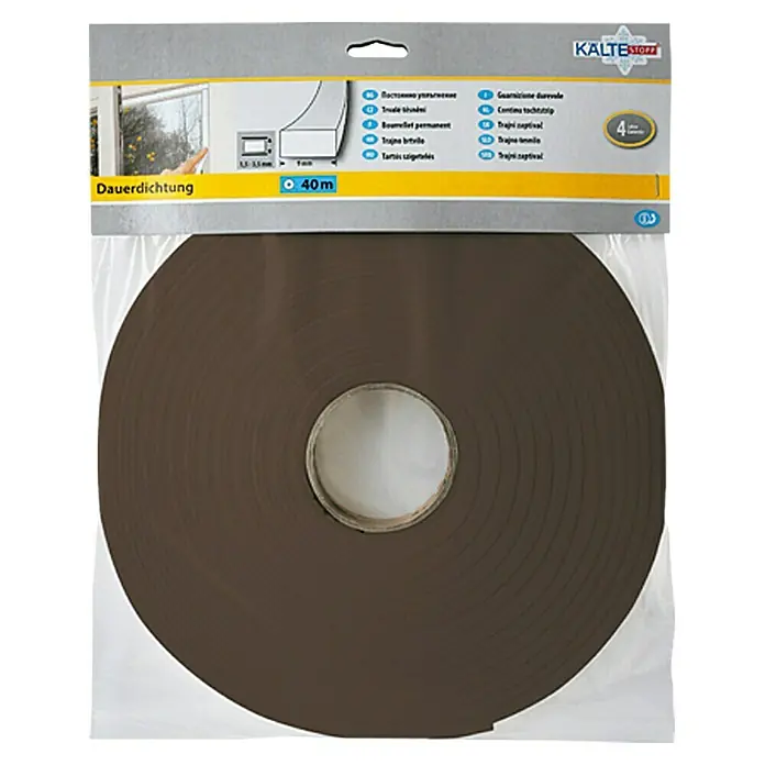 KÄLTESTOPP Trajna brtva - Smeđe boje, 40 m x 9 mm x 4 mm, Širine otvora 1,5 – 3,5 mm - Pogled sprijeda