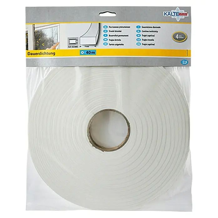 KÄLTESTOPP Trajna brtva - Bijele boje, 40 m x 9 mm x 4 mm, Širine otvora 1,5 – 3,5 mm - Pogled sprijeda