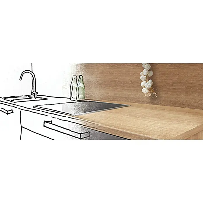 Resopal Basic Kuhinjska radna ploča po mjeri - Mountain Oak, Maksimalna dimenzije rezanja: 365 cm, Debljina: 3,8 cm, Širina: 60 cm