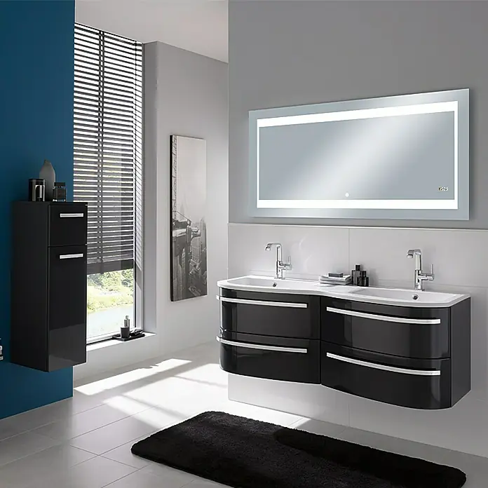 Salsa Onda Halbhochschrank - 30 x 37,5 x 101,8 cm, Anthrazit, Hochglanz