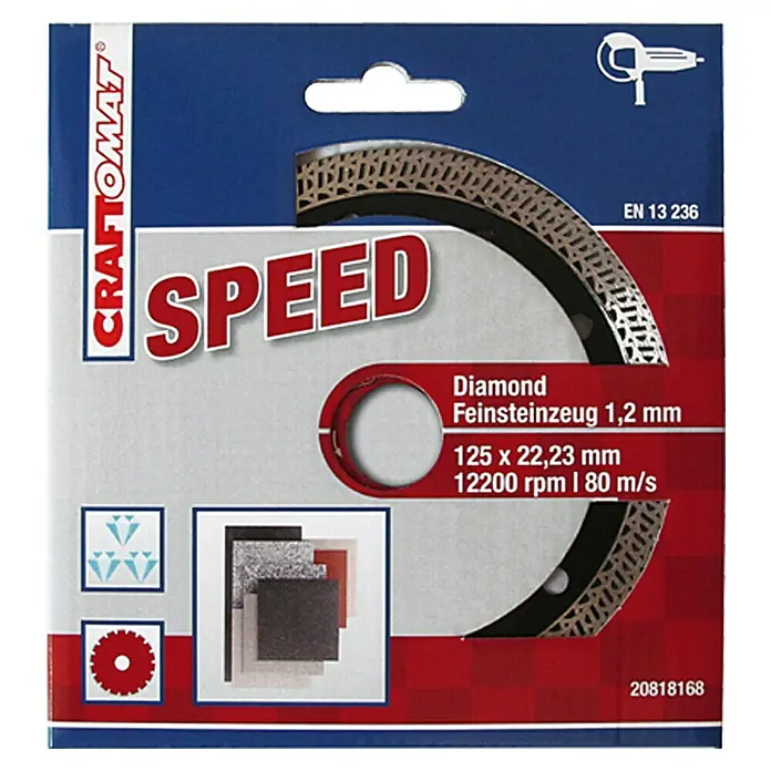 Craftomat Diamant-Trennscheibe - Feinsteinzeug, Durchmesser Scheibe: 125 mm - Vorderansicht