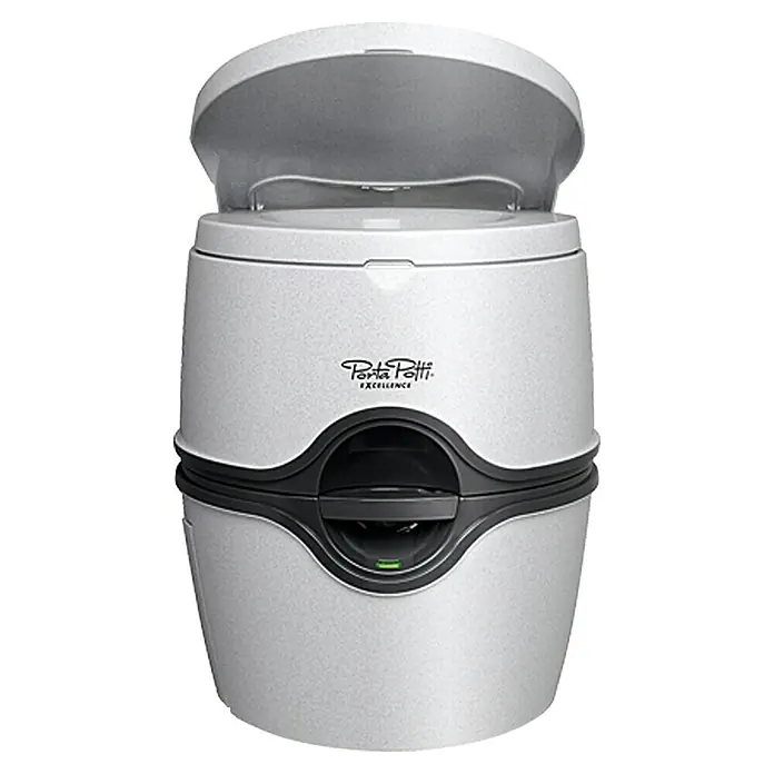 Thetford Chemietoilette Porta Potti Excellence - Luxus groß, 21 l, Sitzhöhe: 44,3 cm, Weiß, Granit - Vorderansicht