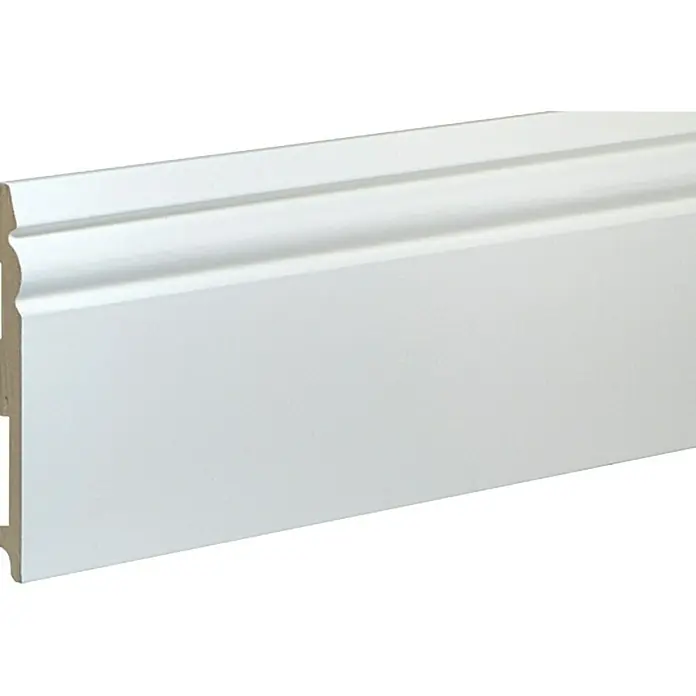 Podna kutna lajsna FU150L - Bijele boje, 2,4 m x 15 mm x 150 mm, Lakirano - Pogled s lijeve strane