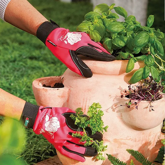 Gardol Guantes para jardín - Medida: 8, Negro/Rojo