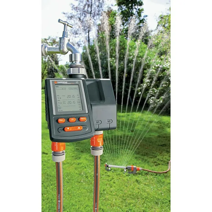 Gardena Bewässerungscomputer MultiControl Duo - Bewässerungsdauer: 1 min - 3 h 59 min, Anzahl Bewässerungszeiten: Bis 3 x täglich pro Ausgang