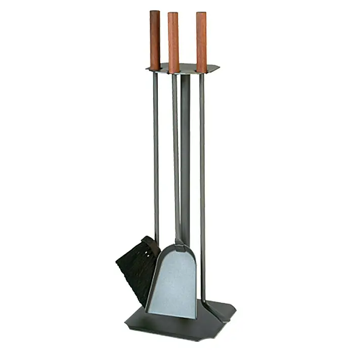 Lienbacher Kamingarnitur - 3 -tlg., Anthrazit, Höhe: 62 cm, Mit Holzgriffen