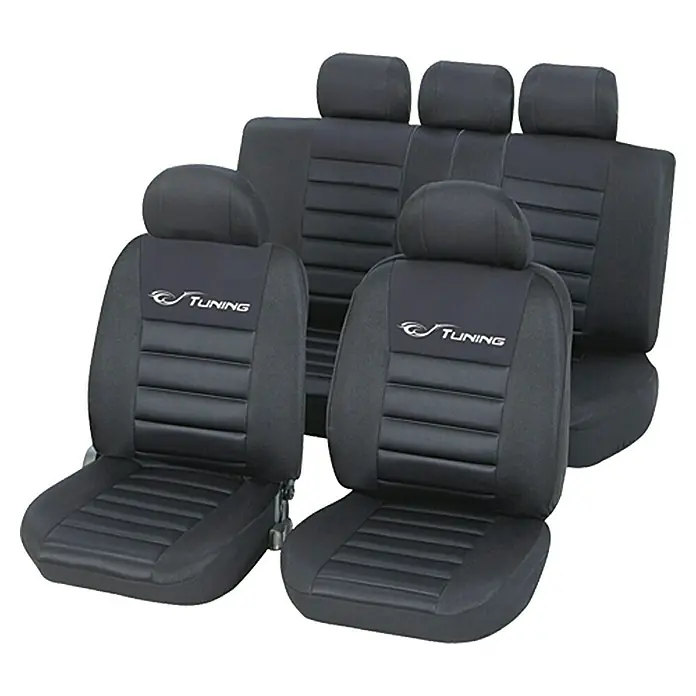 UniTEC Autositz-Bezugs-Set Tuning - Schwarz, Polyester, 14 -tlg. - Vorderansicht
