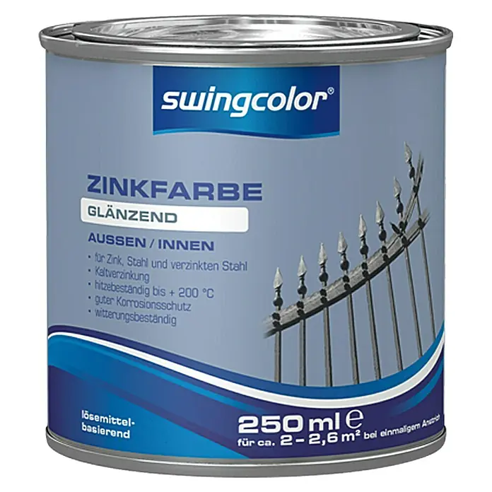 swingcolor Zinkfarbe - Zink, Temperaturbeständig bis: 200 °C, 250 ml - Vorderansicht