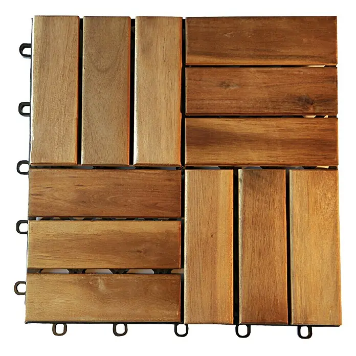 Loseta de madera con sistema click - Acacia, 30 x 30 cm, Paquete de 5, Marrón