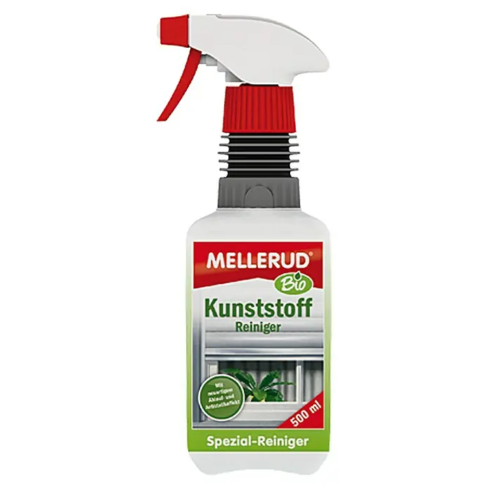 Mellerud Bio Kunststoff-Reiniger - 500 ml, Rechteckflasche mit kindergesicherter Sprühpistole - Vorderansicht