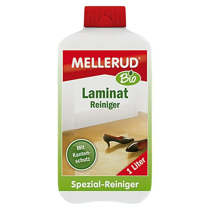 Mellerud Bio Laminatreiniger - 1 l, Rechteckflasche mit kindergesichertem Verschluss - Vorderansicht