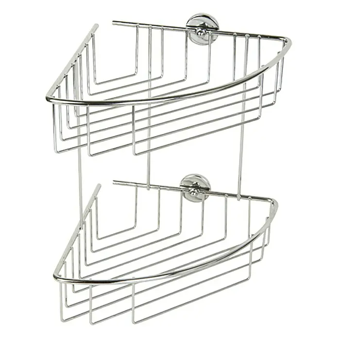 Tesa Eckduschkorb BT210P - 20,3 x 20,5 x 27,5 cm, 2-stöckig, Verchromt