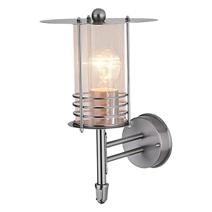 Starlux Silver Star II Außenwandleuchte mit Bewegungsmelder stehend - 60 W, 24 x 22 x 35 cm, Silber, IP44