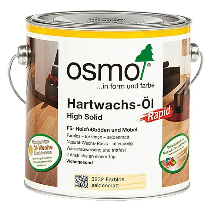 Osmo High Solid Hartwachsöl Rapid 3032 - Farblos, 2,5 l, Seidenmatt - Vorderansicht