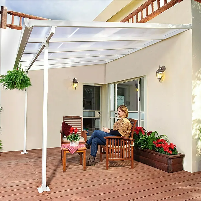 Solid Elements Terrassenüberdachung Martina - Tiefe: 3 m, B x H: 3,05 x 2,1 m, Verkehrsweiß - Stimmungsaufnahme