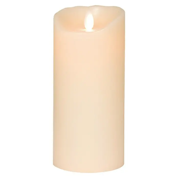Vela de cera con Led - Ø x L: 8 cm x 18 mm, Marfil - Vista frontal