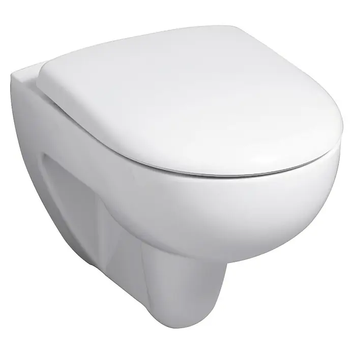 Geberit Renova Nr. 1 Komplet zidne WC školjke - Bez ruba, S antibakterijskom glazurom, Oblik ispiranja: Duboko, WC odvod: Vodoravno, S daskom za WC - Pogled s desne strane