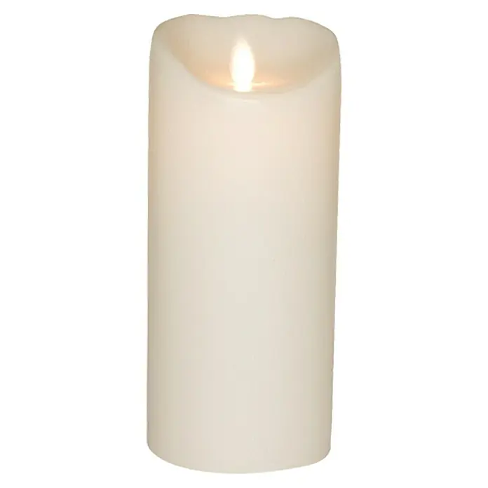 Vela de cera con Led - Ø x L: 8 cm x 18 mm, Blanco - Vista frontal