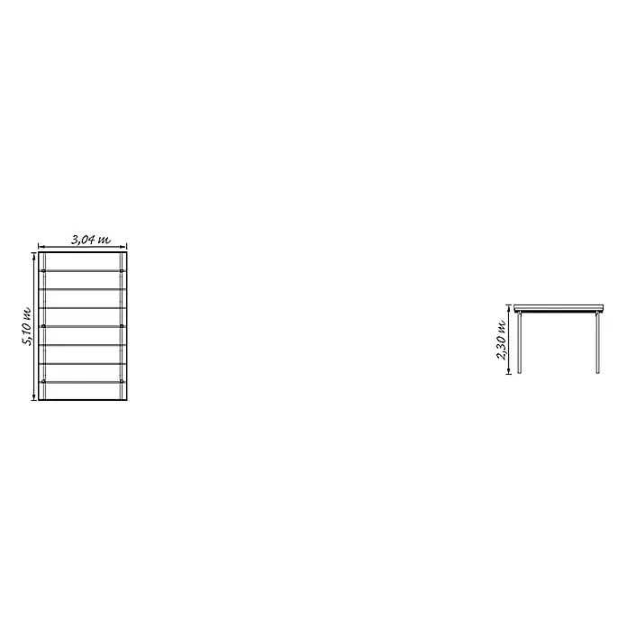 Carport KH201 - 5,1 x 3,04 m - Dibujo técnico
