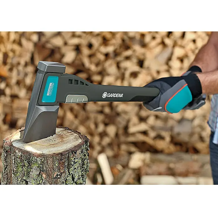 Gardena Hacha de mango largo 2800 s - Largo: 70 cm, Mango de palanca de pie de cabra