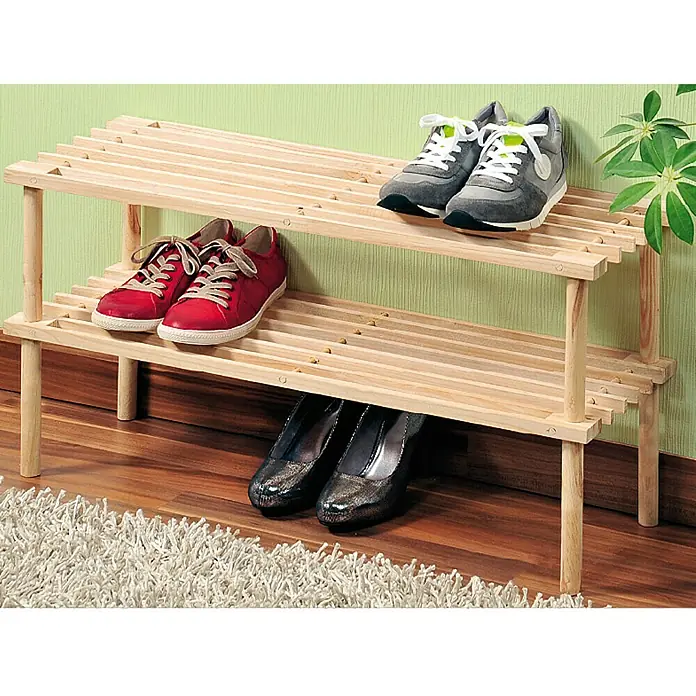 Schuhregal - 77 x 26 x 30 cm, Kiefernholz - Rechte Seitenansicht