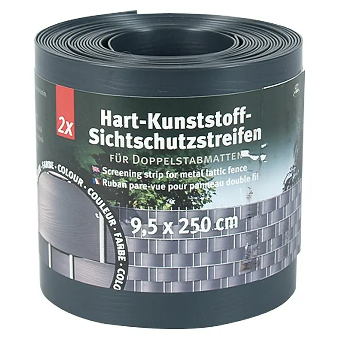 Videx Sichtschutzstreifen - Anthrazit, 2 Stk., 200 x 9,5 cm - Vorderansicht