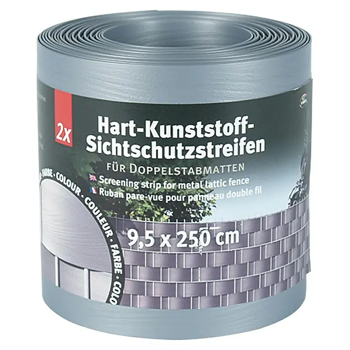 Videx Sichtschutzstreifen - Aluminium-Optik, 2 Stk., 200 x 9,5 cm - Vorderansicht