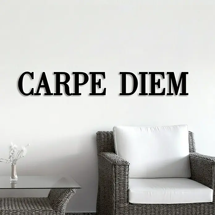 Wanddeko - Carpe Diem, Schwarz, 120 x 19 cm - Vorderansicht