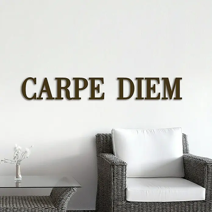 Wanddeko - Carpe Diem, Braun, 120 x 19 cm - Vorderansicht