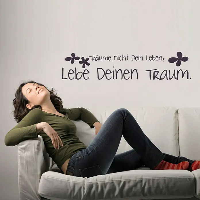 Wandtattoo - Träume nicht dein Leben …, Aubergine, 118 x 26 cm
