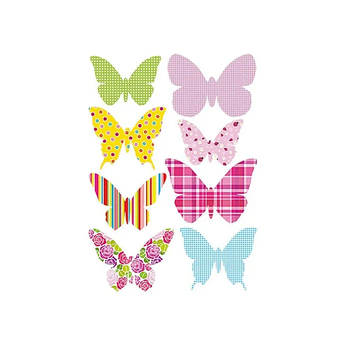 Wanddeko - Schmetterlinge, Bunt, 8 -tlg. - Vorderansicht