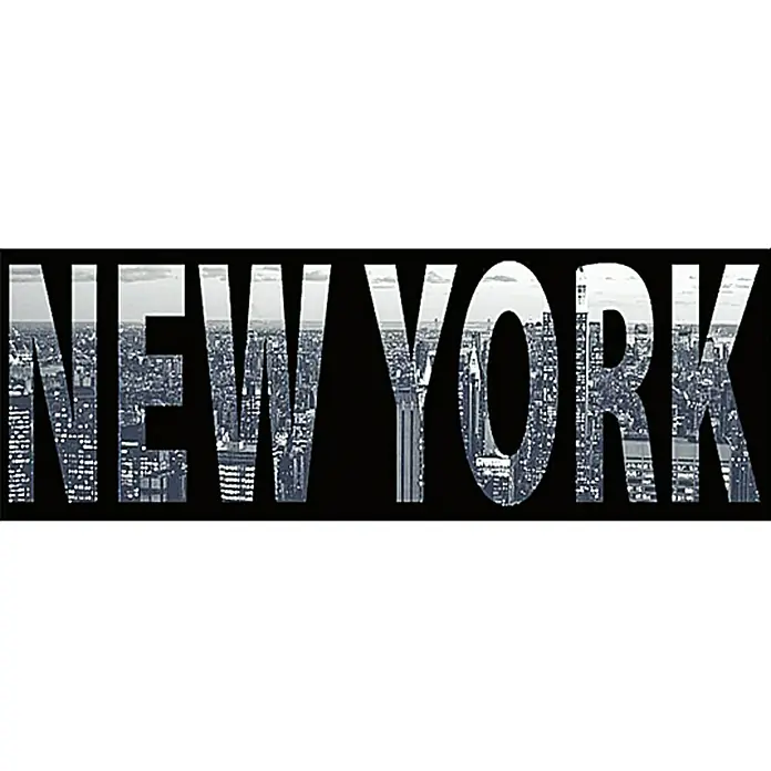 Kristall-Form Siebdruckspiegel Art of New York - 140 x 50 cm, Schwarz/Nachtblau