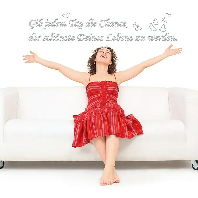 Wandtattoo - Gib jedem Tag die Chance …, Weiß, 118 x 17 cm - Vorderansicht