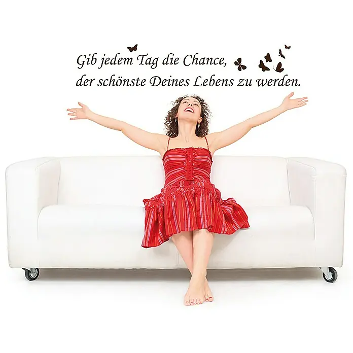 Wandtattoo - Gib jedem Tag die Chance …, Braun, 118 x 17 cm - Vorderansicht