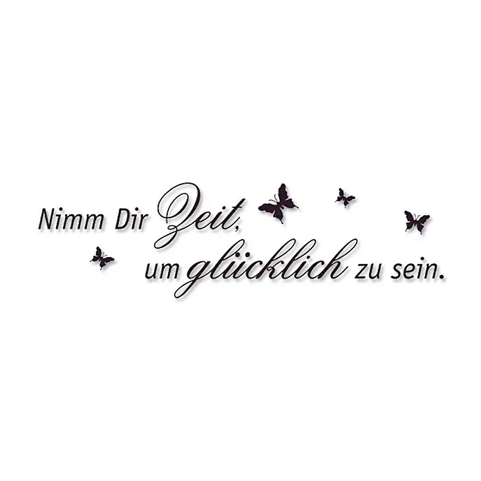 Wandtattoo - Nimm dir Zeit um glücklich …, Aubergine, 100 x 28 cm - Vorderansicht