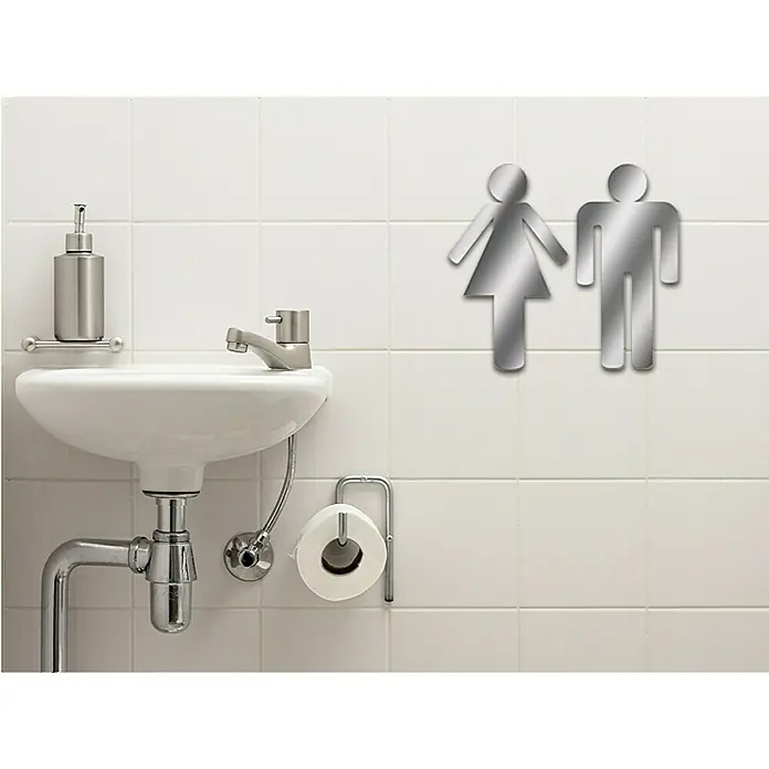 Wanddeko - Frau & Mann, Silber/Grau, 23 x 25 cm - Vorderansicht
