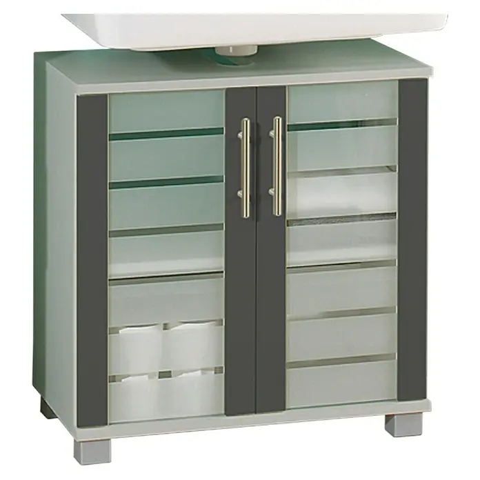 Schildmeyer Niko Waschtischunterschrank - 62,5 x 32,5 x 65 cm, Silber/Anthrazit - Linke Seitenansicht