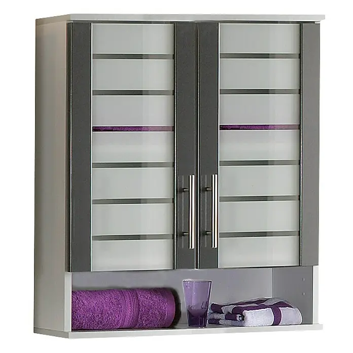 Schildmeyer Niko Oberschrank - 60 x 20,5 x 70 cm, Silber/Anthrazit - Linke Seitenansicht