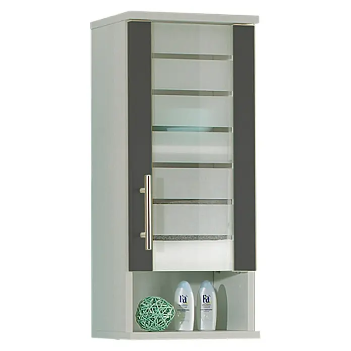 Schildmeyer Niko Oberschrank - 30 x 20,5 x 70,5 cm, Silber/Anthrazit - Linke Seitenansicht