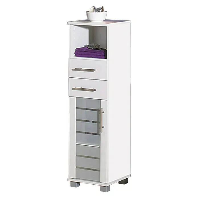 Schildmeyer Niko Highboard HBA300 - 30 x 32,5 x 110,5 cm, Perlweiß - Rechte Seitenansicht