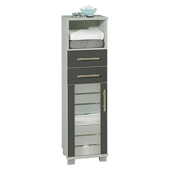 Schildmeyer Niko Highboard HBA300 - 30 x 32,5 x 110,5 cm, Silber/Anthrazit - Linke Seitenansicht