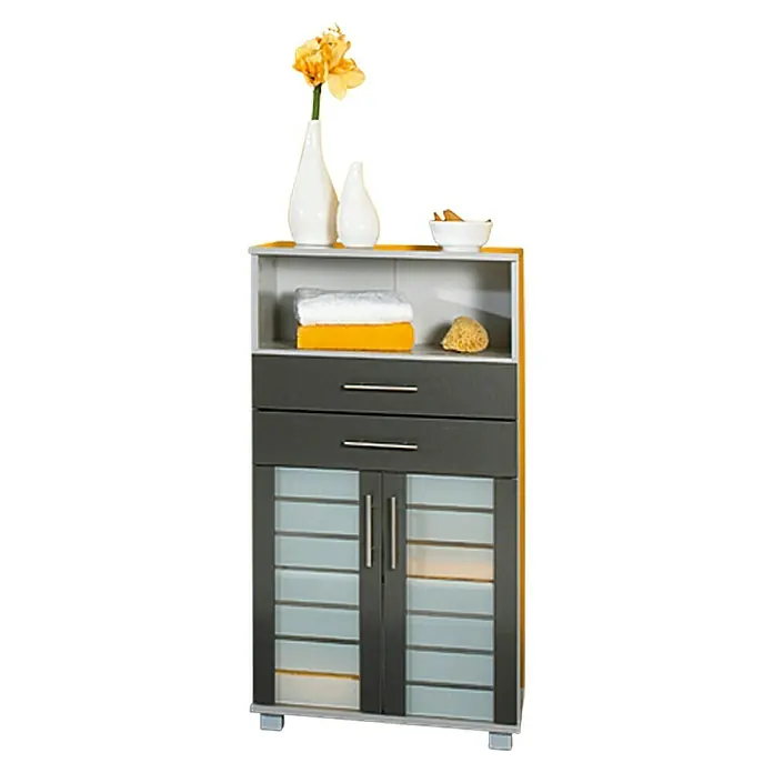 Schildmeyer Niko Highboard - 60 x 32,6 x 110,5 cm, Silber/Anthrazit - Rechte Seitenansicht