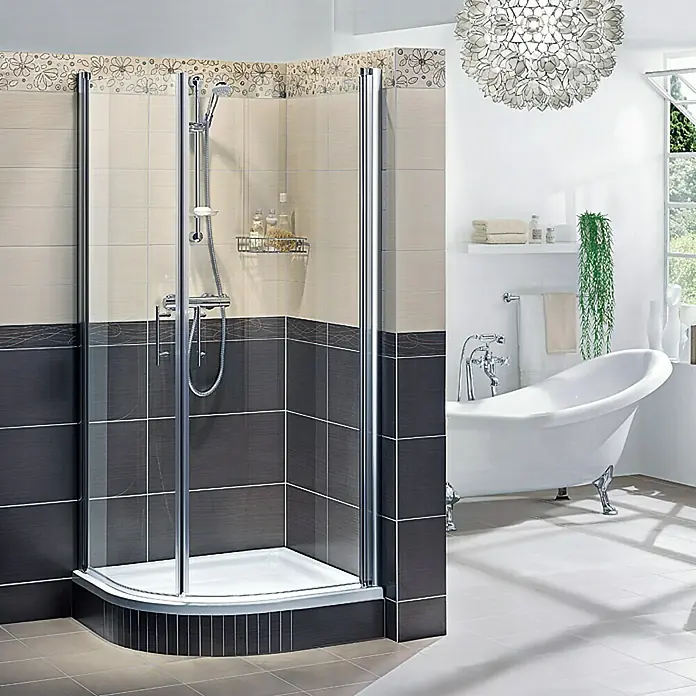 Camargue Vario Polukružna tuš kabina S10 - 90 x 90 x 195 cm, Premazano, Debljina: 6 mm, Srebrne boje
