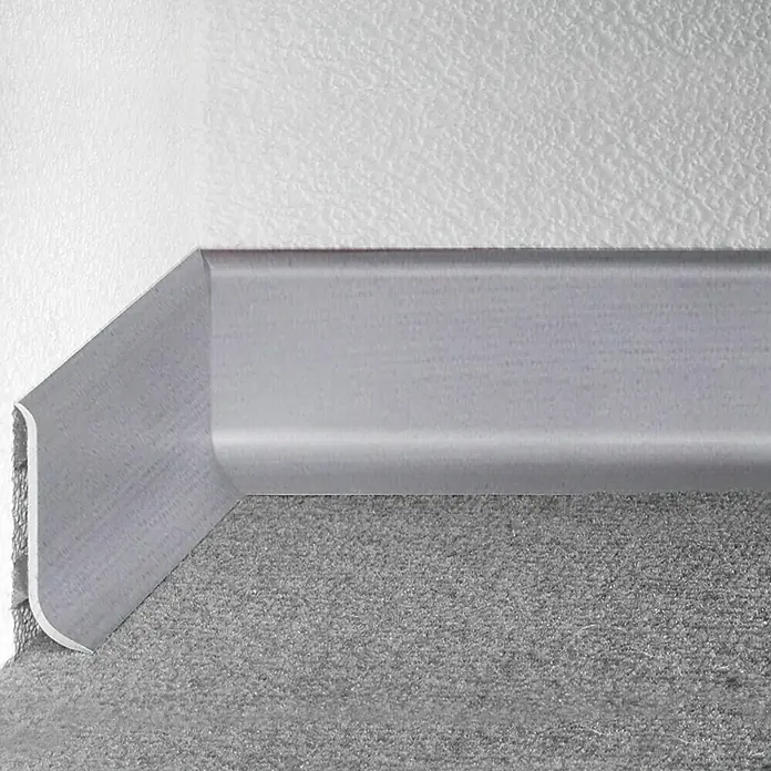 LOGOCLIC Aluminium-Sockelleiste 372 - 2,7 m x 11 mm x 60 mm, Titan, Gerade - Detailaufnahme