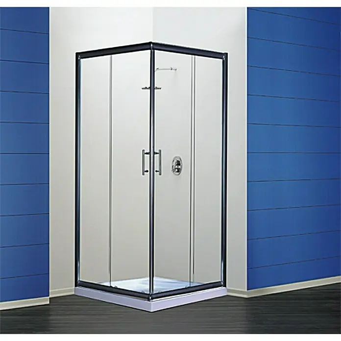 Corniche Eckdusche - L x B x H: 80 x 80 x 190 cm, Verchromt, Stärke: 5 mm, Chrom