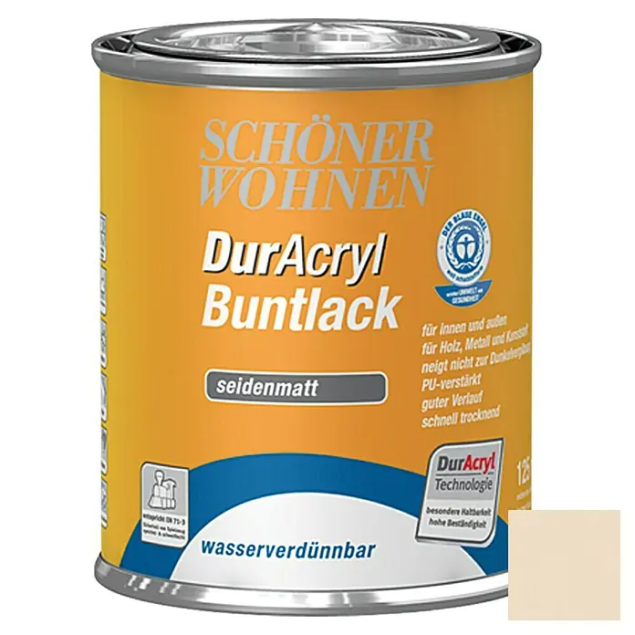 SCHÖNER WOHNEN-Farbe Home Buntlack - Hellelfenbein, 125 ml, Seidenmatt - Vorderansicht
