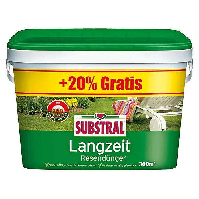 Substral Langzeit-Rasendünger - 6 kg, Inhalt ausreichend für ca.: 300 m²