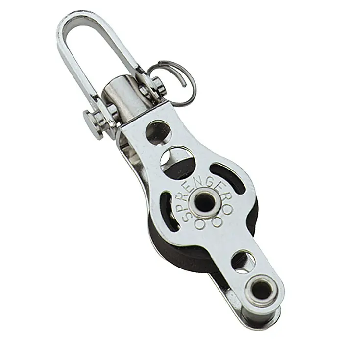 Sprenger Micro-XS-Block - 6 mm, Mit Wirbel, Kugellager, 1 Rolle, Hundsfott - Linke Seitenansicht