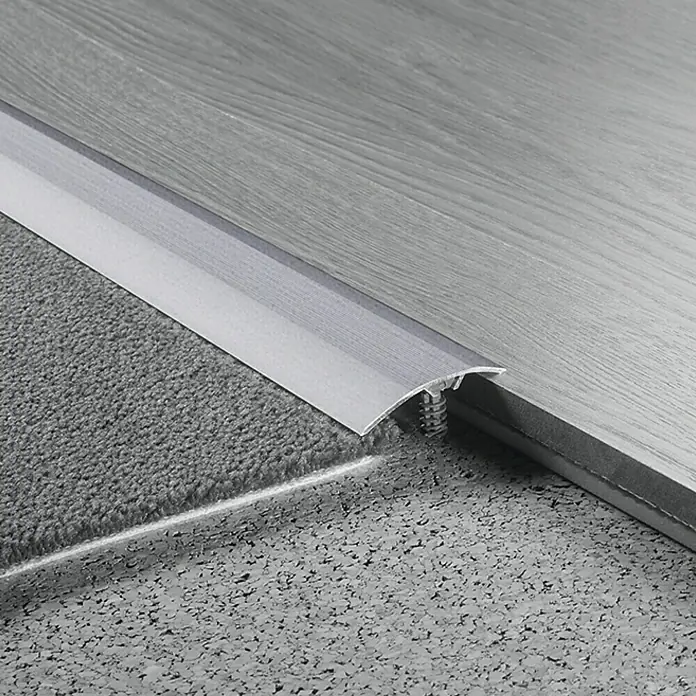 LOGOCLIC Prijelazna ukrasna lajsna - Mat plemeniti čelik, 2,7 m x 37 mm, Vrsta montaže: Vijci - Detaljan prikaz
