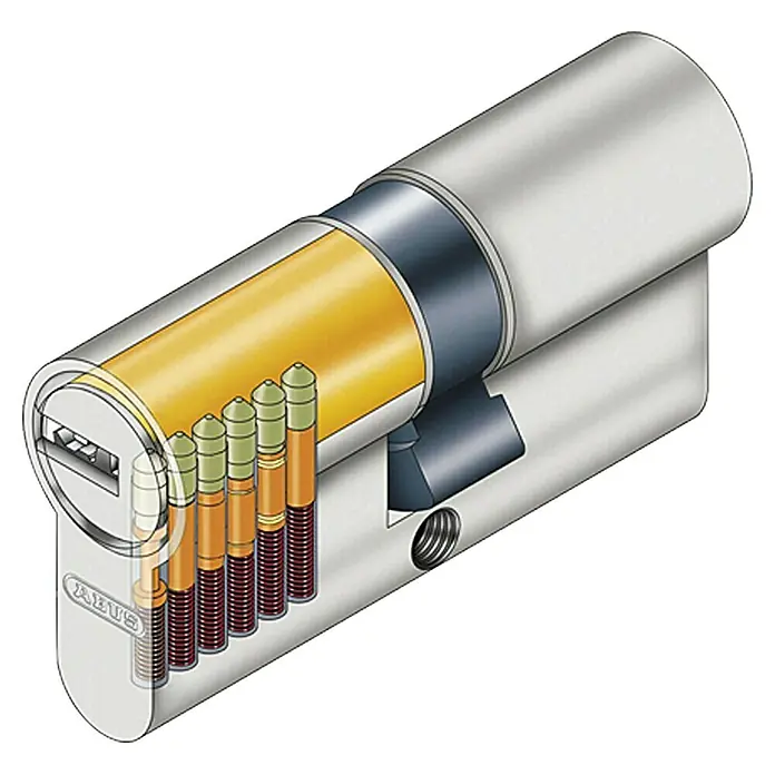 Abus Profilzylinder D6X - Baulänge innen: 10 mm, Baulänge außen: 30 mm, Anzahl Schlüssel: 5 Stk. - Vorderansicht